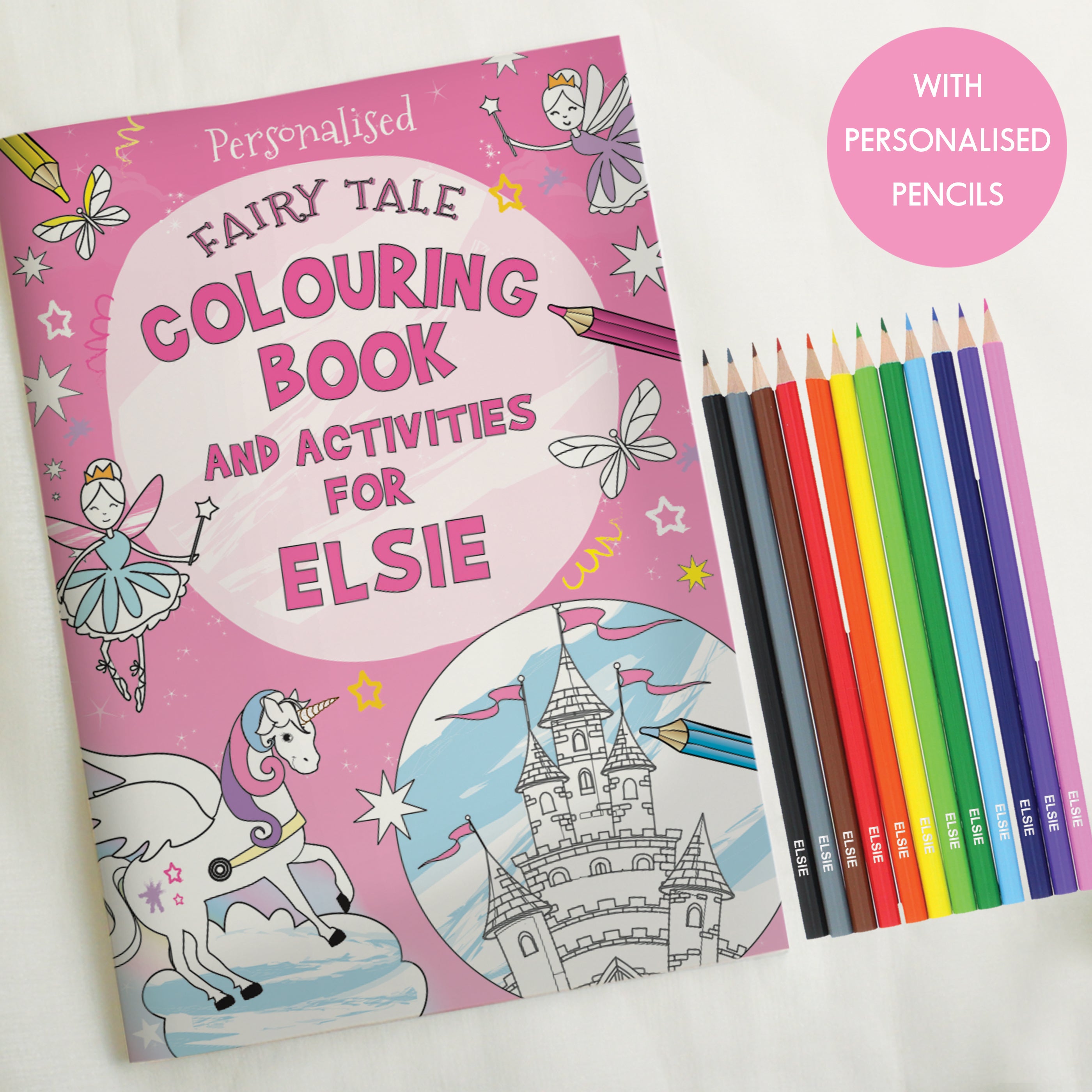 Personalised Princess & Unicorn Colouring Book with Pencil Crayons from Heartfelt Gifts