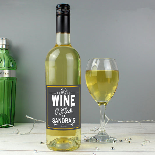 Personalised Wine O'Clock White Wine from Heartfelt Gifts