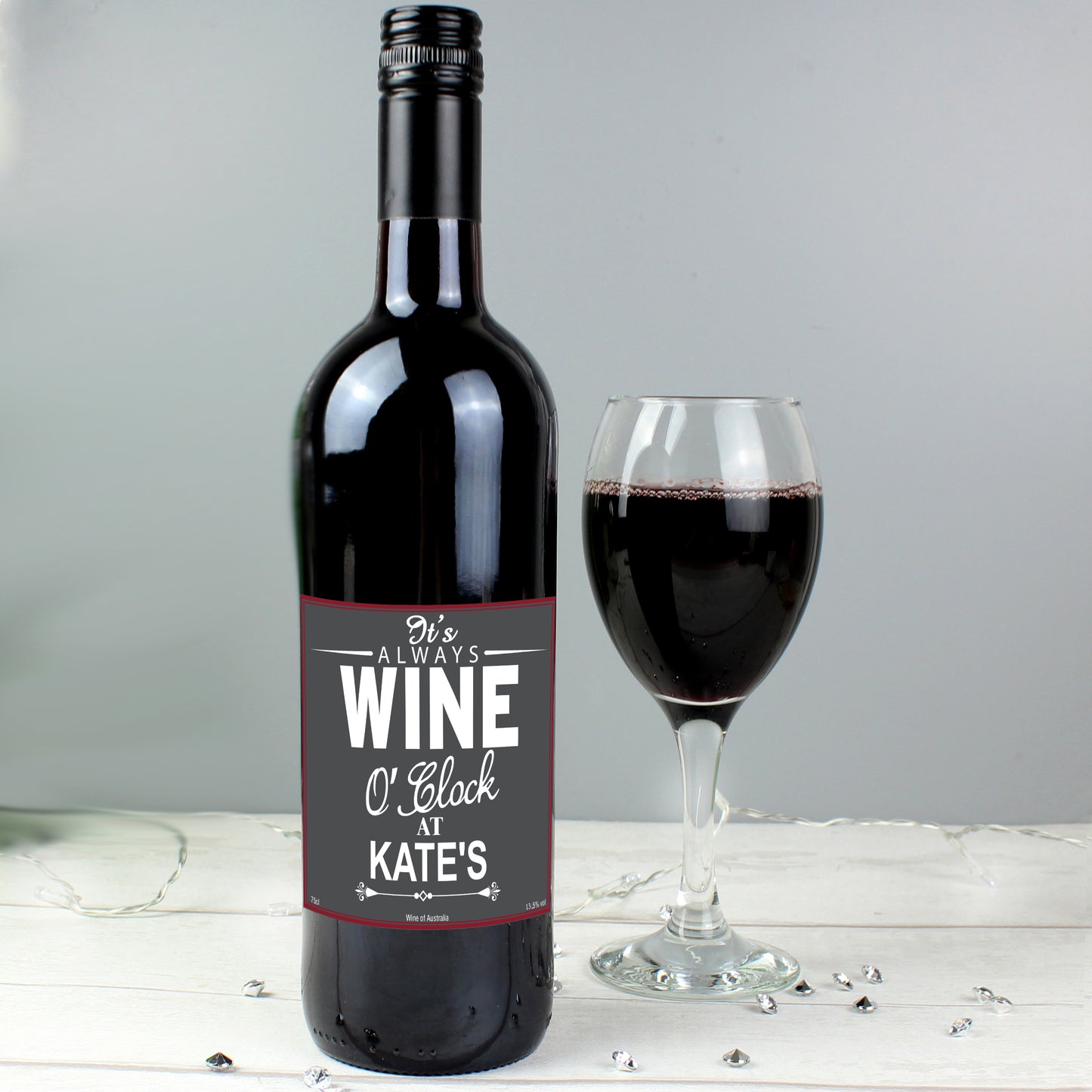 Personalised Wine O'Clock Red Wine from Heartfelt Gifts
