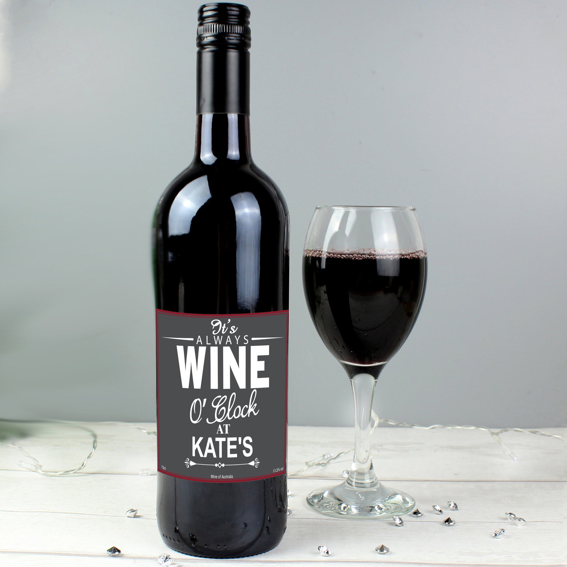Personalised Wine O'Clock Red Wine from Heartfelt Gifts