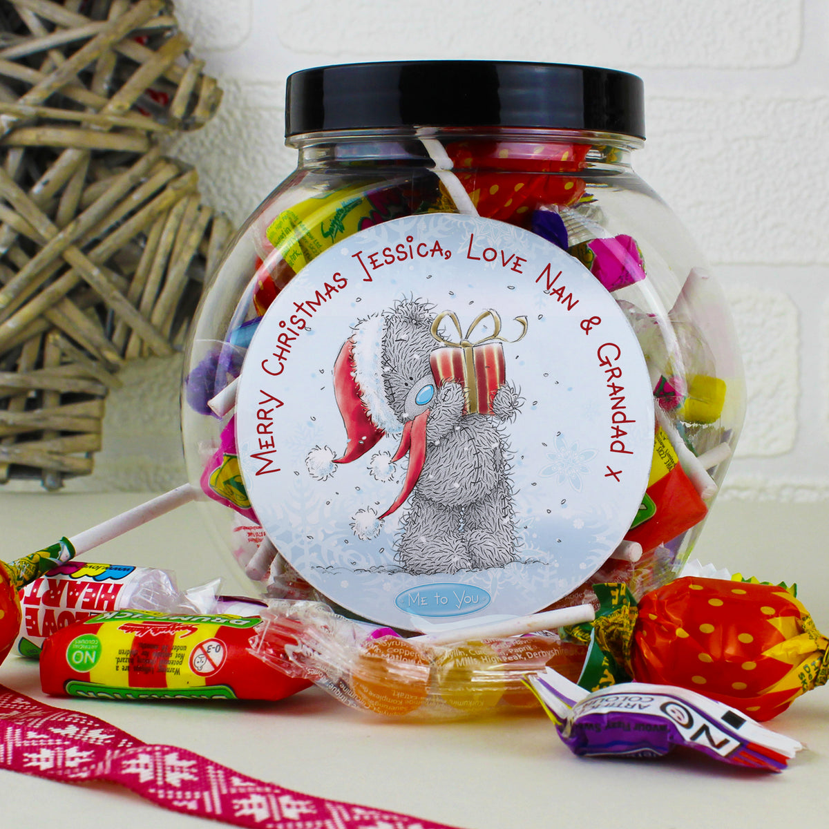Personalised Me To You Christmas Sweet Jar from Heartfelt Gifts