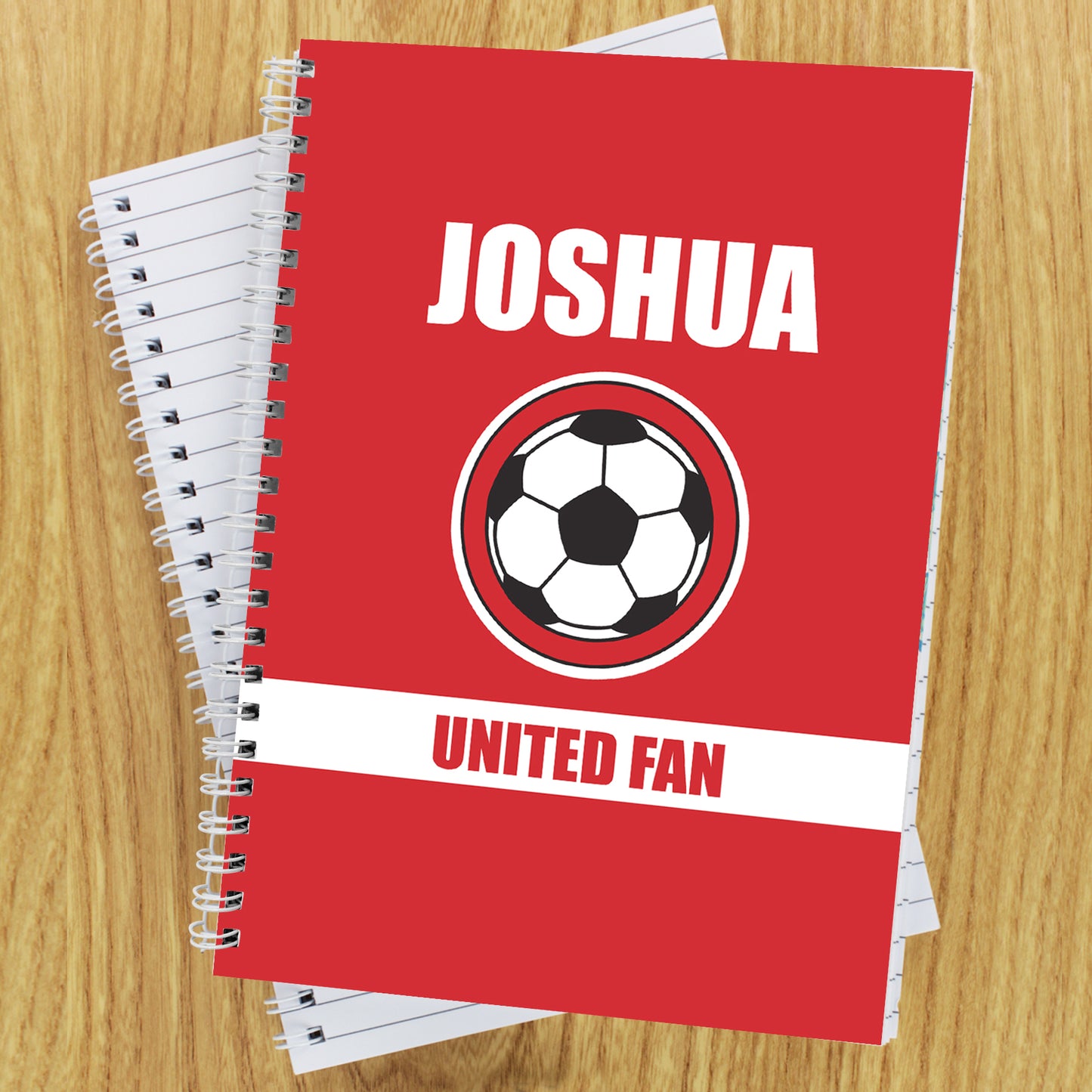 Personalised Red Football Fan A5 Notebook from Heartfelt Gifts