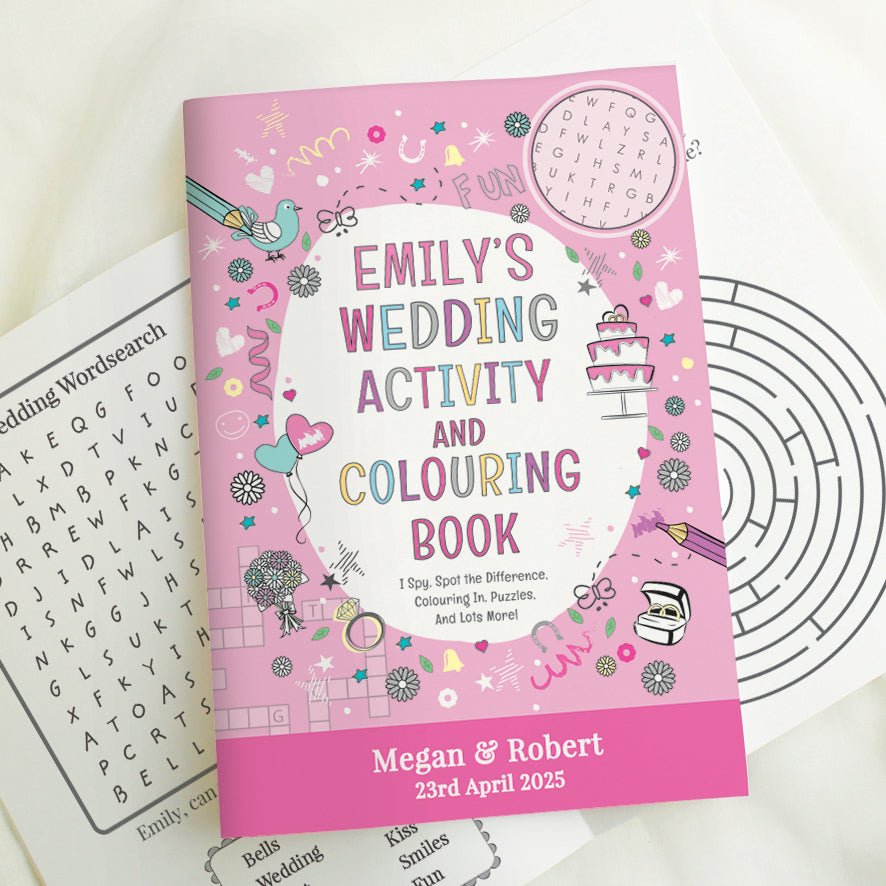 Personalised Pink A4 Wedding Activity & Colouring Book - image 3