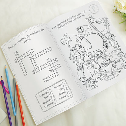 Personalised Pink A4 Wedding Activity & Colouring Book - image 4