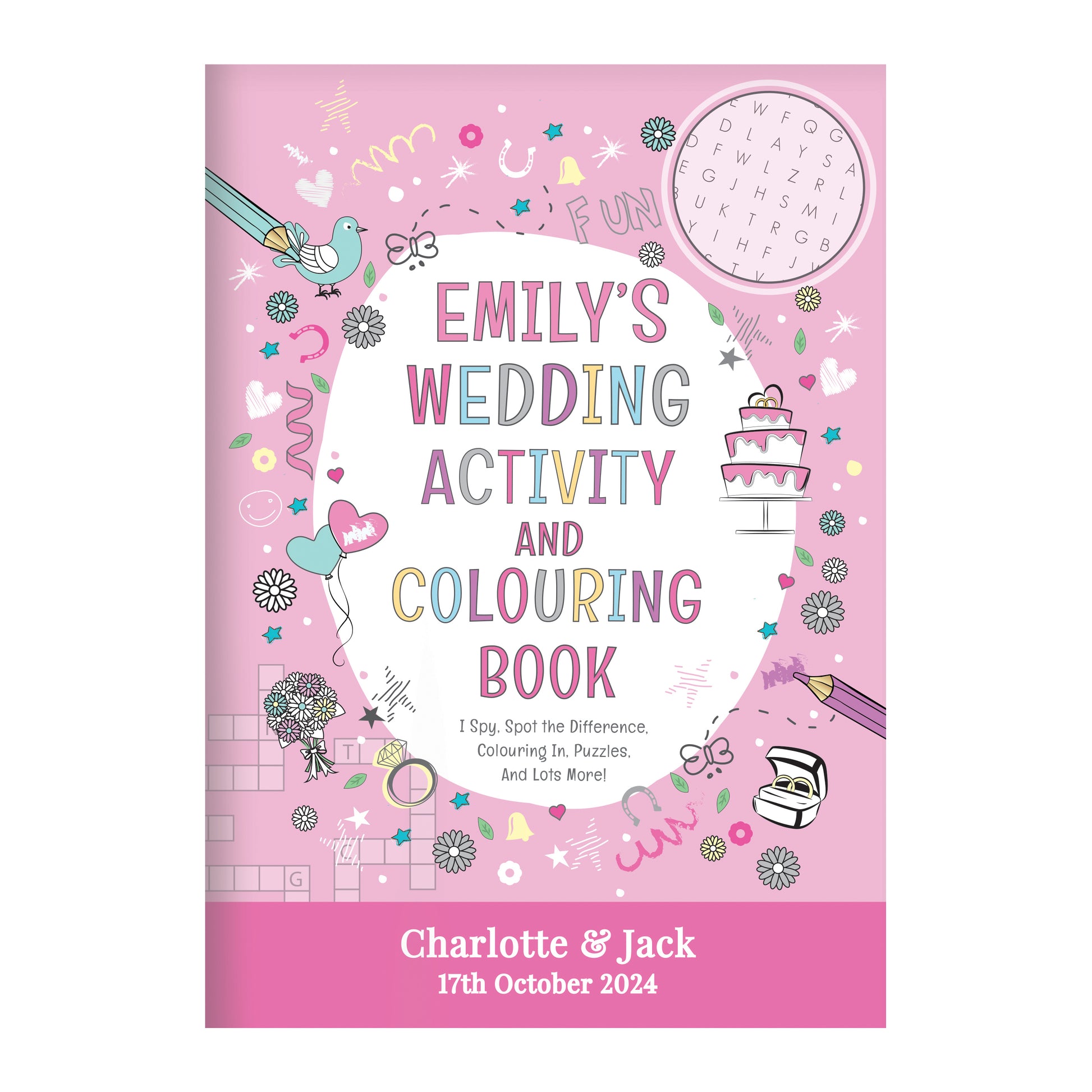 Personalised Pink A4 Wedding Activity & Colouring Book - image 5