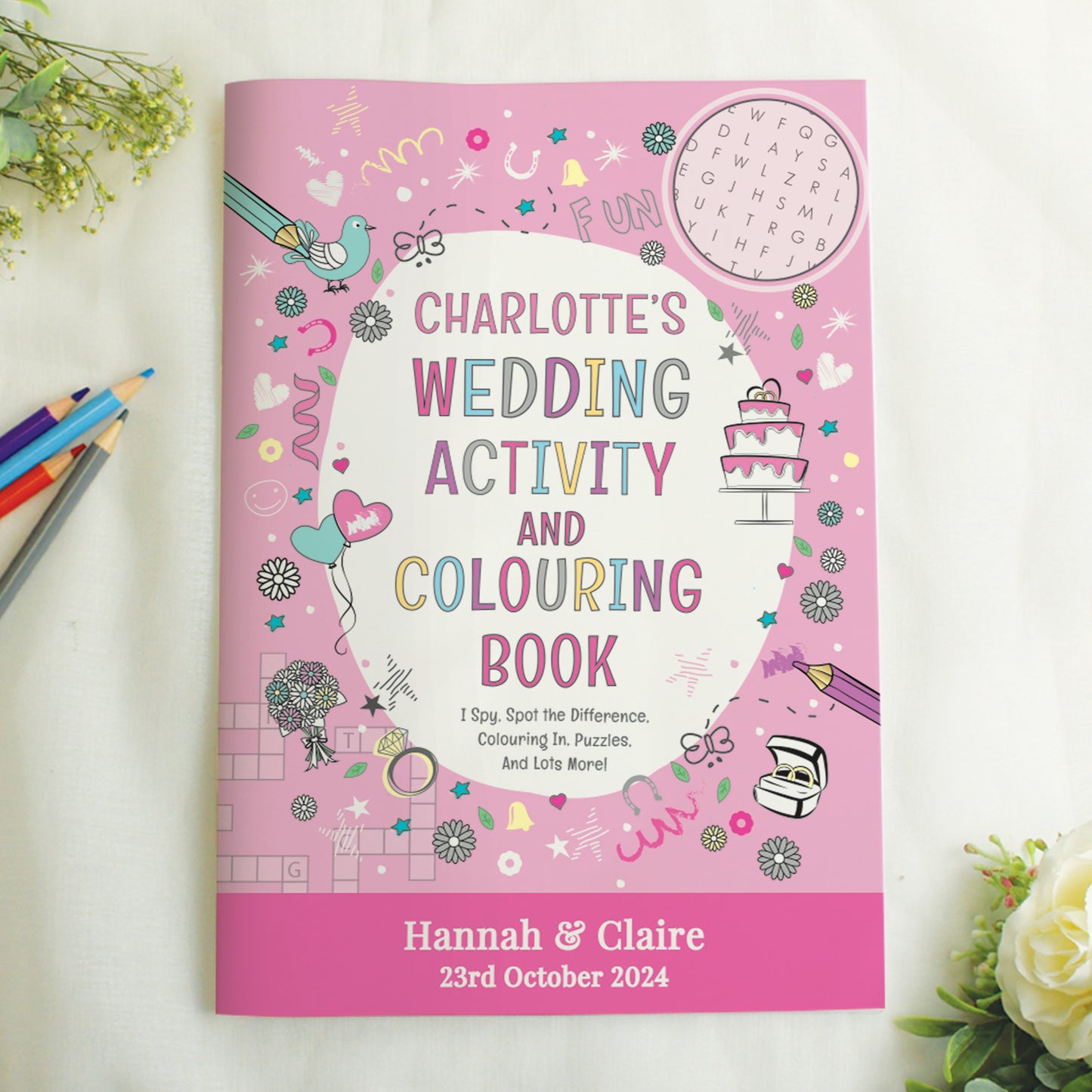 Personalised Pink A4 Wedding Activity & Colouring Book - image 8