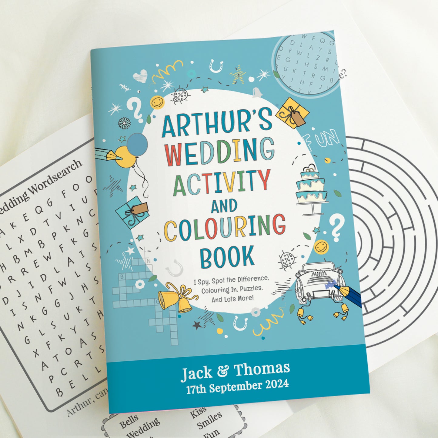 Personalised Blue A4 Wedding Activity & Colouring Book - image 3