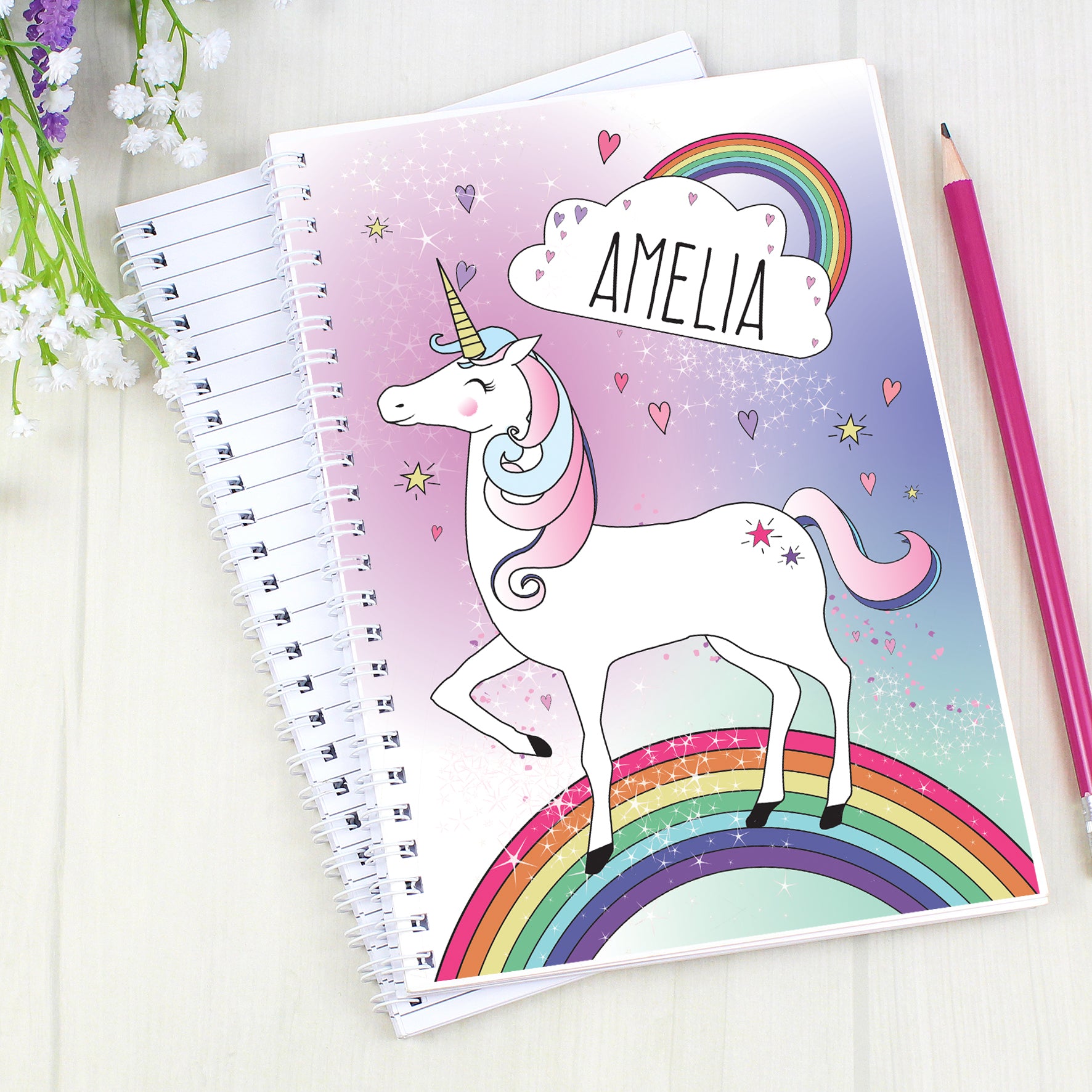 Personalised Unicorn A5 Notebook from Heartfelt Gifts
