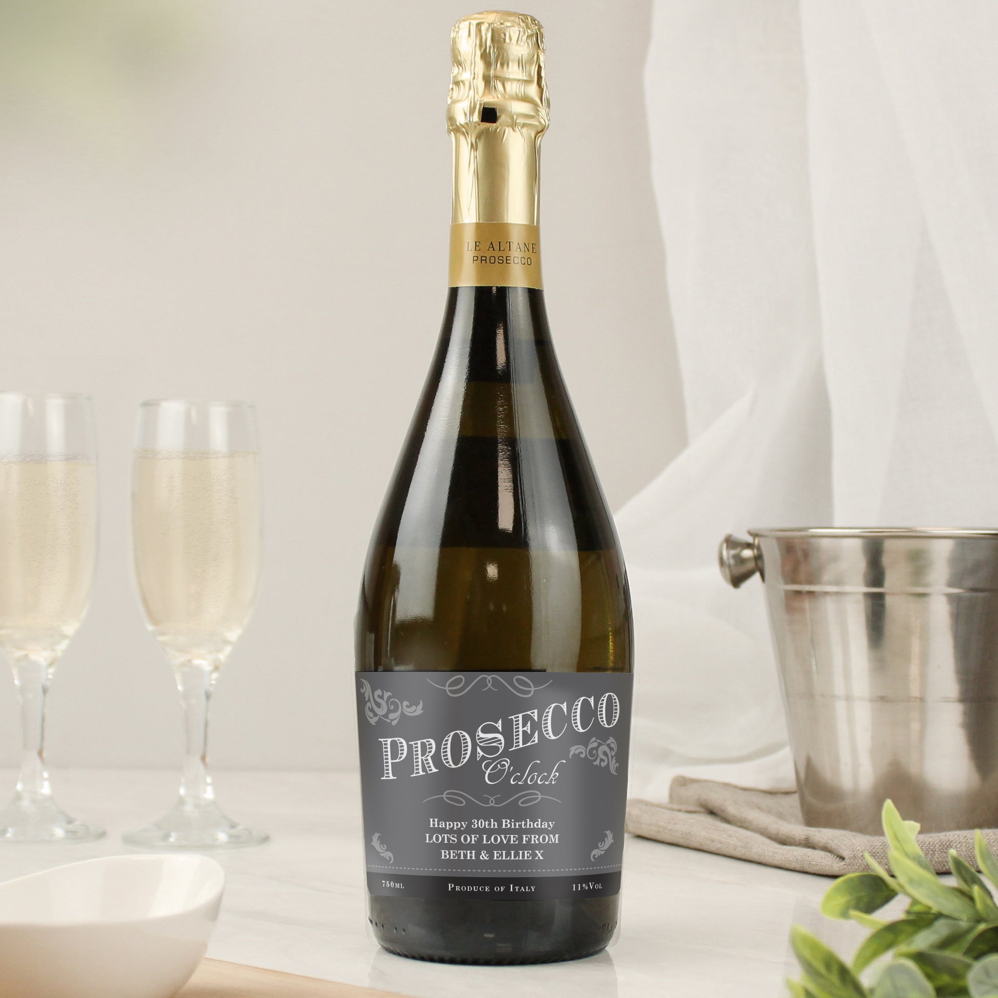 Personalised 'Prosecco O'Clock' Bottle of Prosecco from Heartfelt Gifts