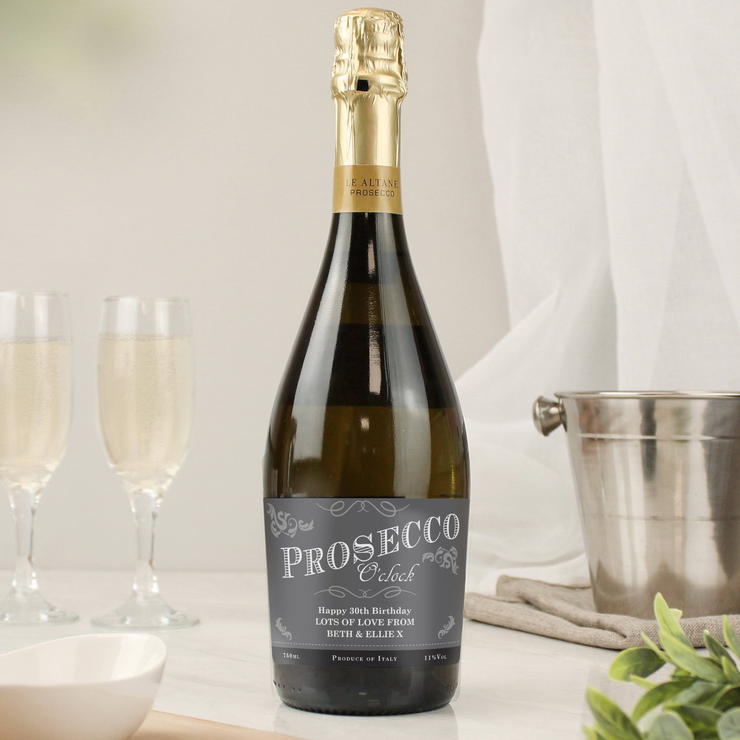 Personalised 'Prosecco O'Clock' Bottle of Prosecco from Heartfelt Gifts