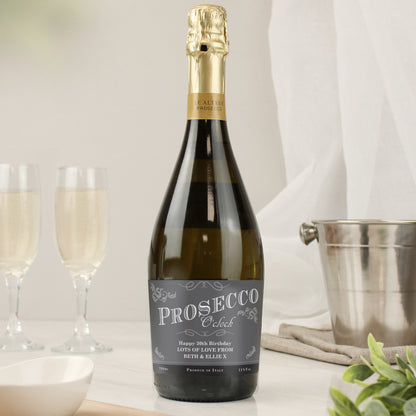Personalised 'Prosecco O'Clock' Bottle of Prosecco from Heartfelt Gifts