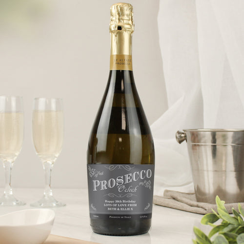 Personalised 'Prosecco O'Clock' Bottle of Prosecco from Heartfelt Gifts
