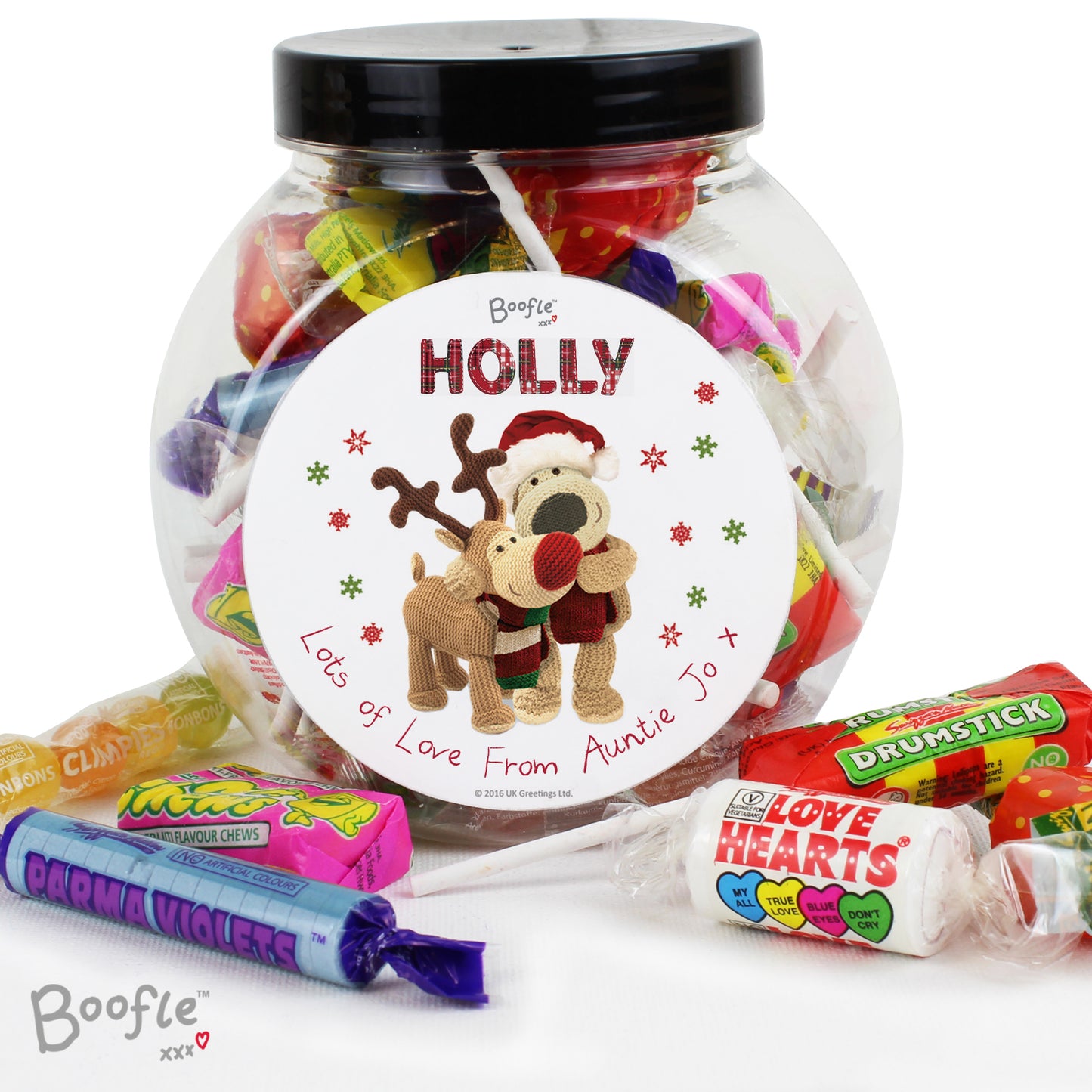 Personalised Boofle Christmas Reindeer Sweet Jar - image 2