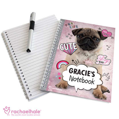 Personalised Rachael Hale Doodle Pug A5 Notebook - image 3