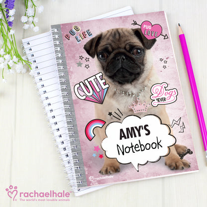 Personalised Rachael Hale Doodle Pug A5 Notebook - image 4