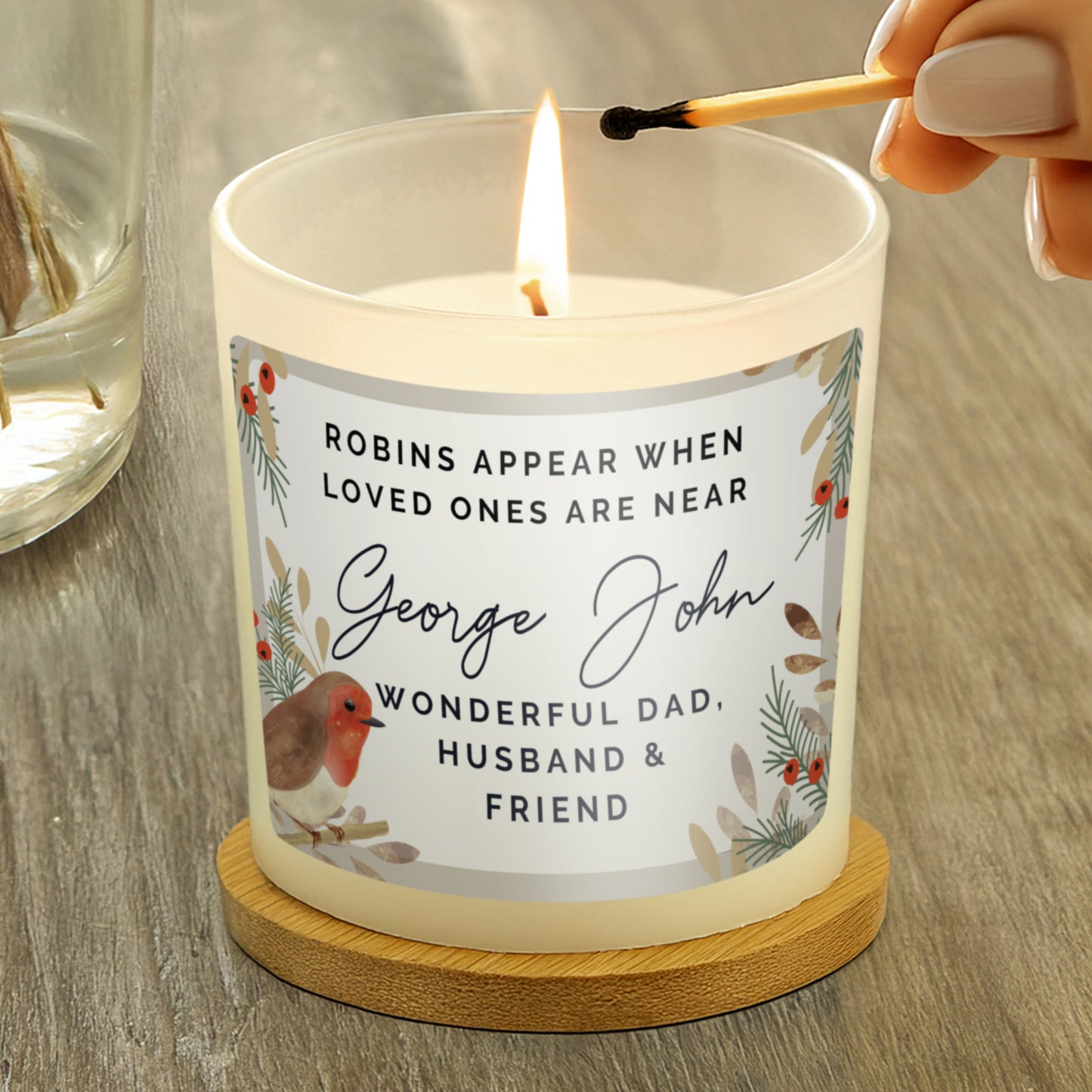 Personalised Robins Appear Memorial Scented Jar Candle from Heartfelt Gifts