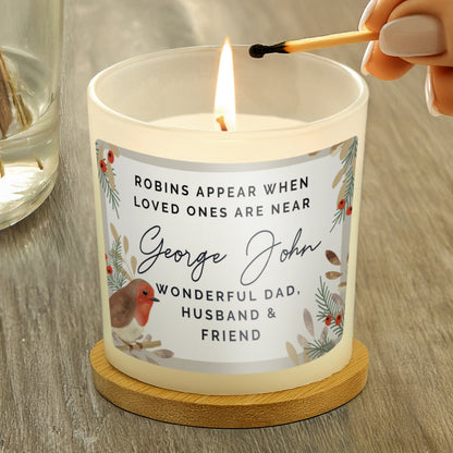 Personalised Robins Appear Memorial Scented Jar Candle from Heartfelt Gifts