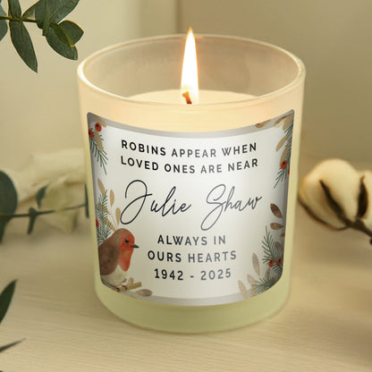 Personalised Robins Appear Memorial Scented Jar Candle - image 3