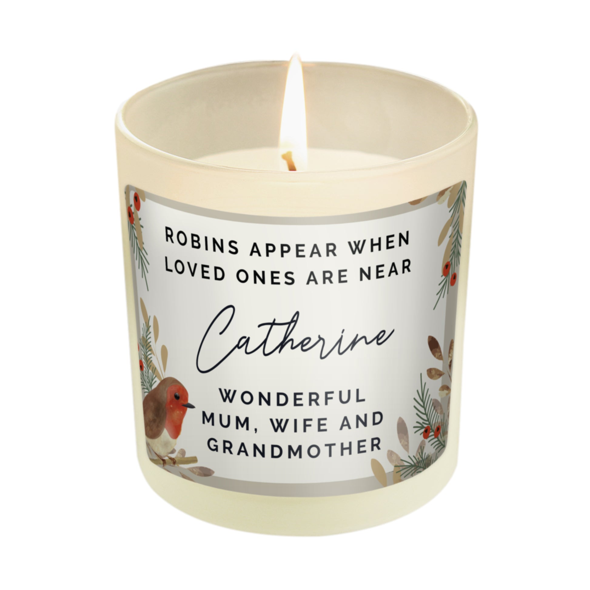 Personalised Robins Appear Memorial Scented Jar Candle - image 5