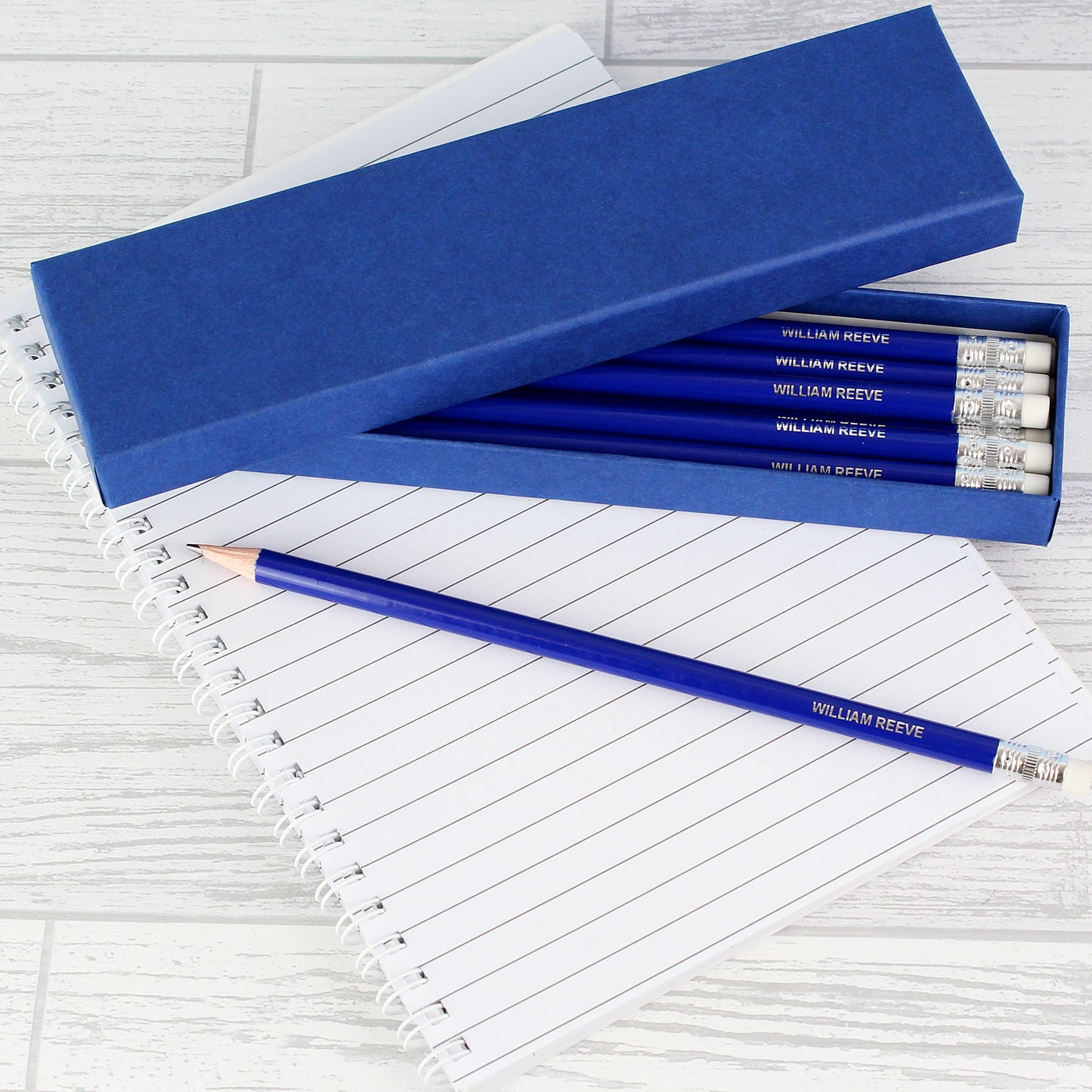 Personalised Box of 12 Blue HB Pencils from Heartfelt Gifts
