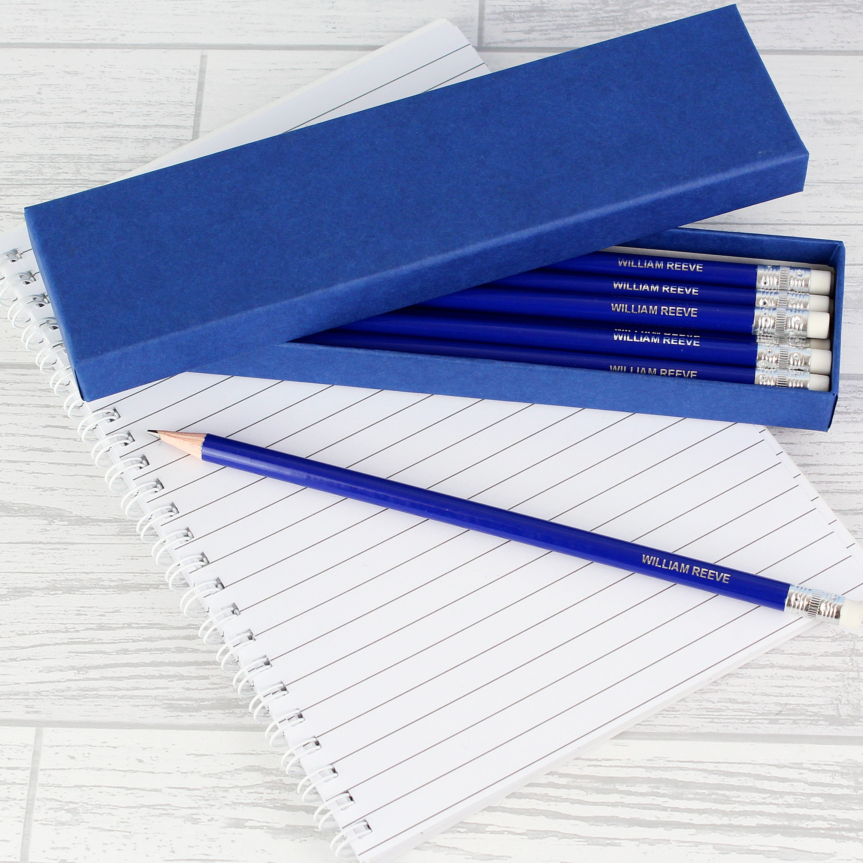Personalised Box of 12 Blue HB Pencils from Heartfelt Gifts