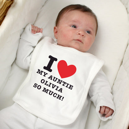 Personalised I HEART 0-3 Months Baby Bib from Heartfelt Gifts