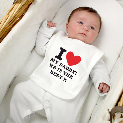 Personalised I HEART 0-3 Months Baby Bib - image 3