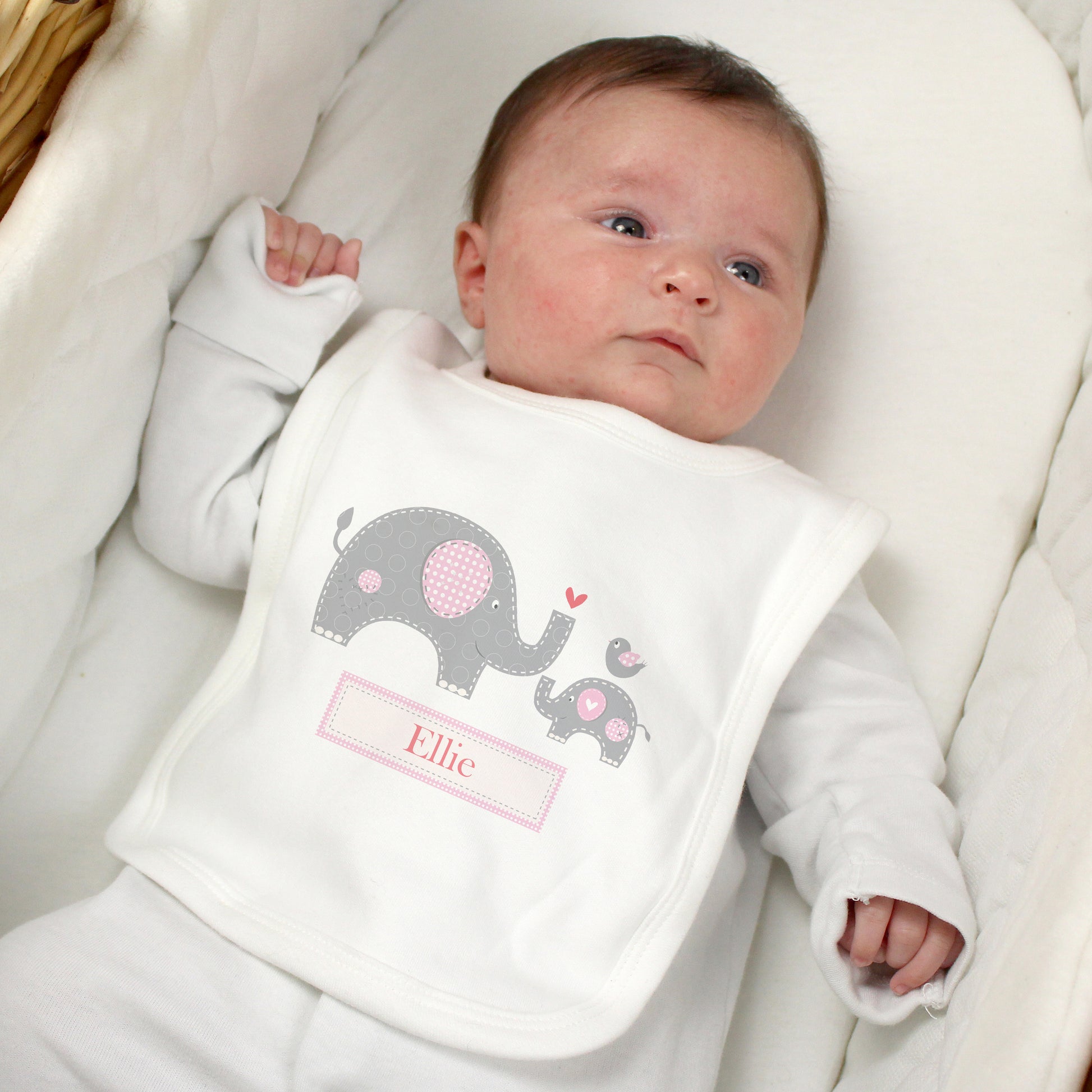 Personalised Pink Elephant 0-3 Months Baby Bib from Heartfelt Gifts
