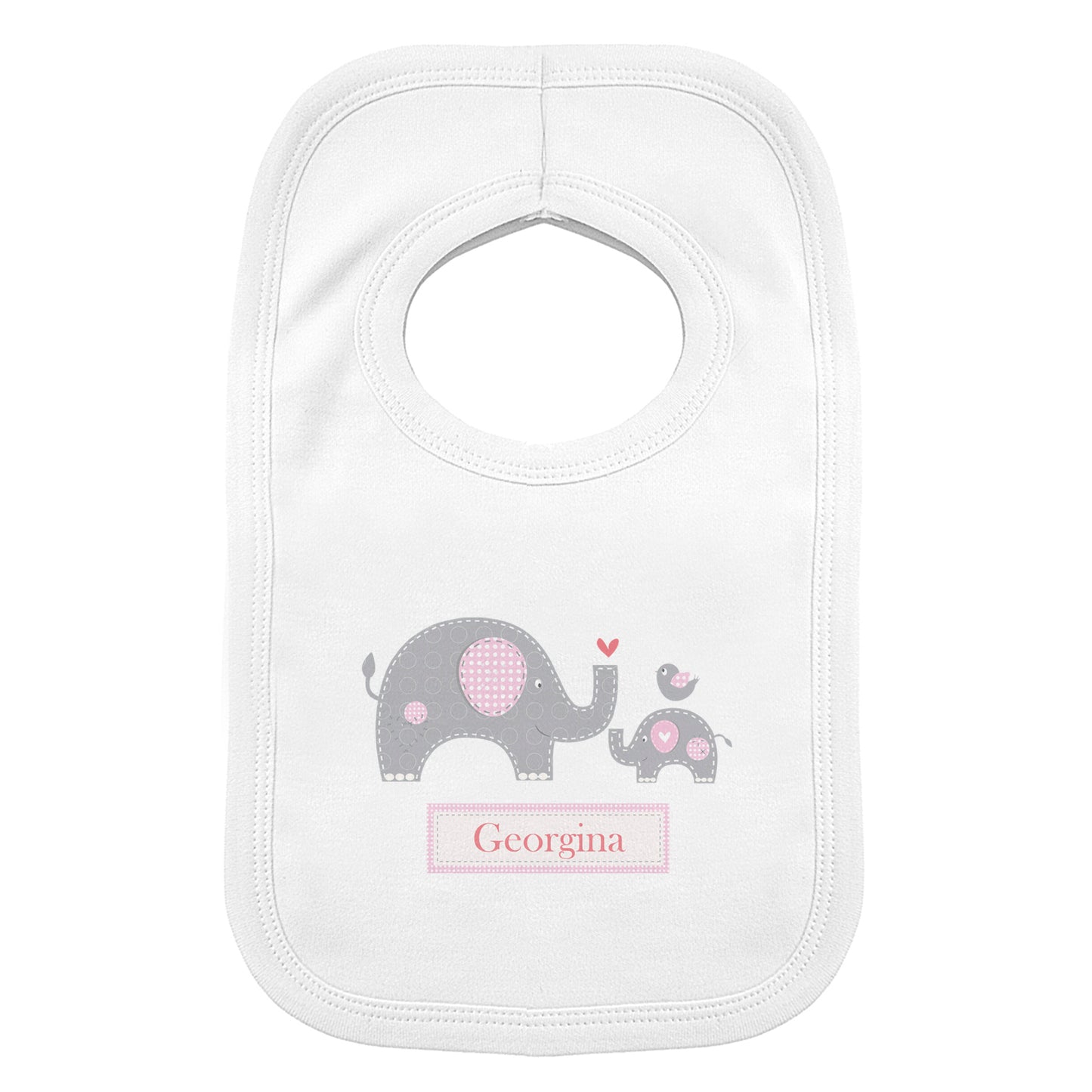 Personalised Pink Elephant 0-3 Months Baby Bib - image 2