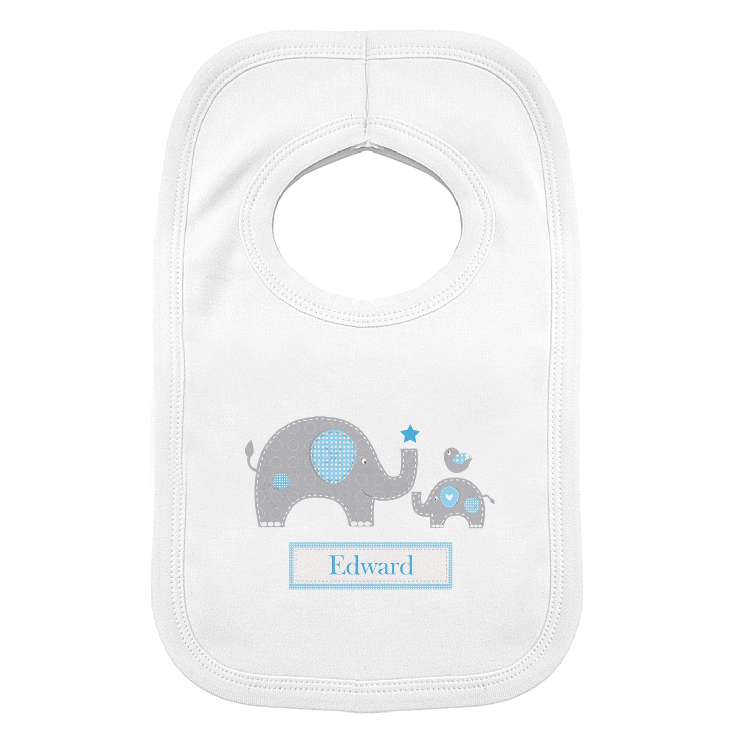 Personalised Blue Elephant 0-3 Months Baby Bib - image 2