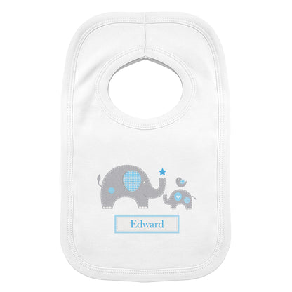 Personalised Blue Elephant 0-3 Months Baby Bib - image 2