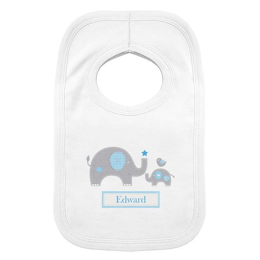 Personalised Blue Elephant 0-3 Months Baby Bib - image 2