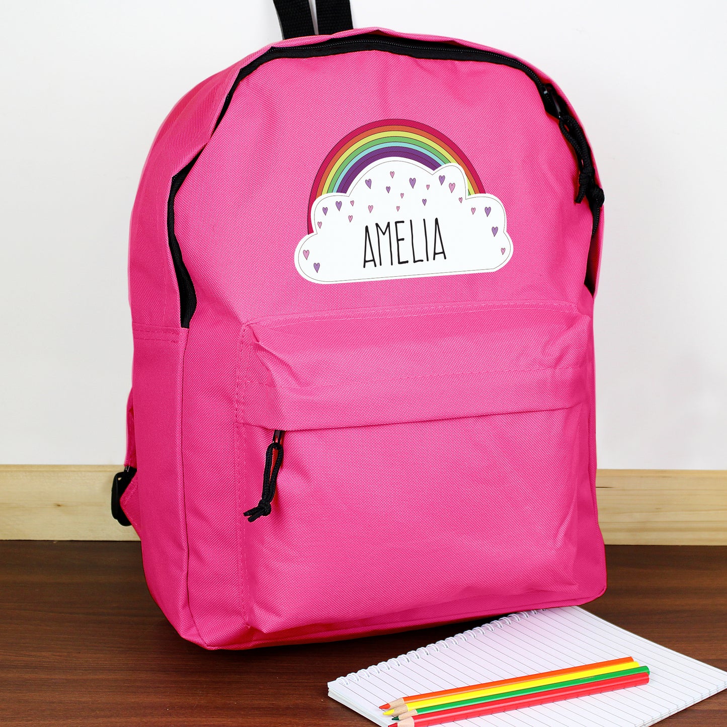 Personalised Rainbow Pink Backpack from Heartfelt Gifts