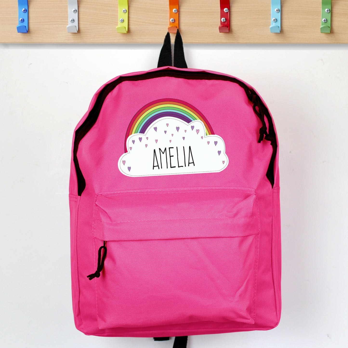 Personalised Rainbow Pink Backpack - image 3