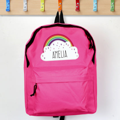Personalised Rainbow Pink Backpack - image 3