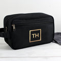 Personalised Gold Initials Black Toiletry Bag from Heartfelt Gifts