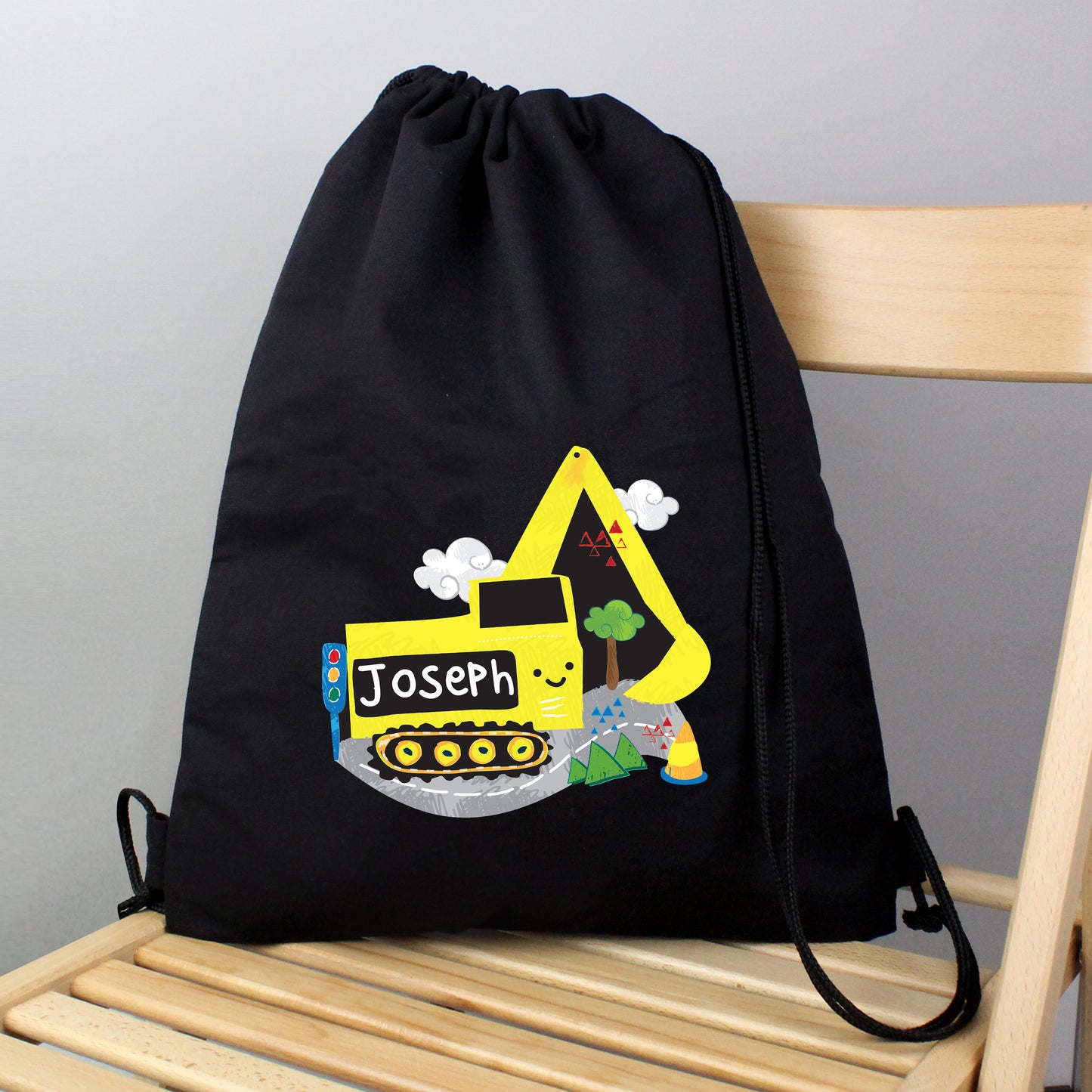 Personalised Digger Black Kit Bag from Heartfelt Gifts