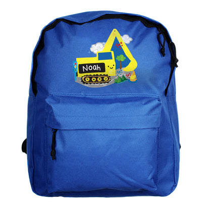 Personalised Digger Blue Backpack - image 3