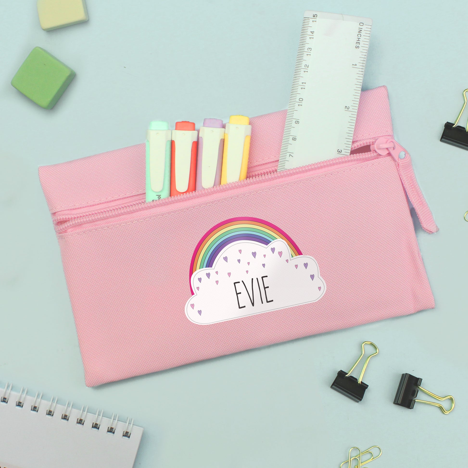 Personalised Rainbow Pink Pencil Case - image 2