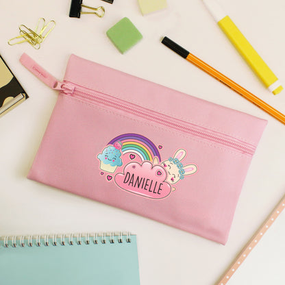 Personalised Cute Bunny Pink Pencil Case from Heartfelt Gifts