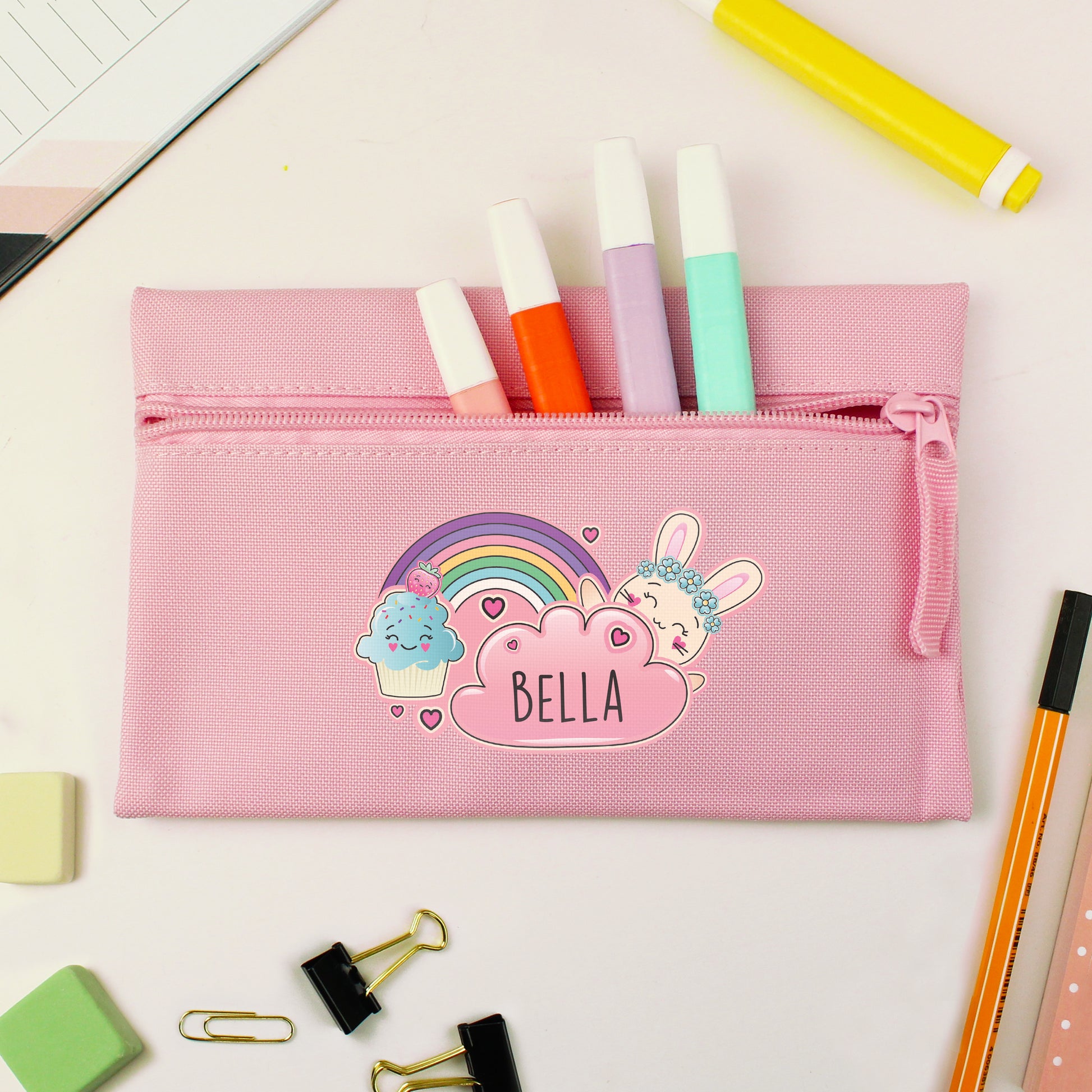 Personalised Cute Bunny Pink Pencil Case - image 3