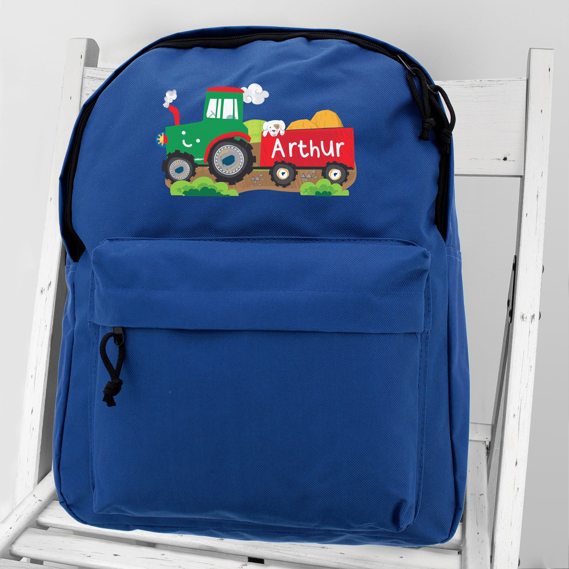 Personalised Tractor Blue Backpack - image 3