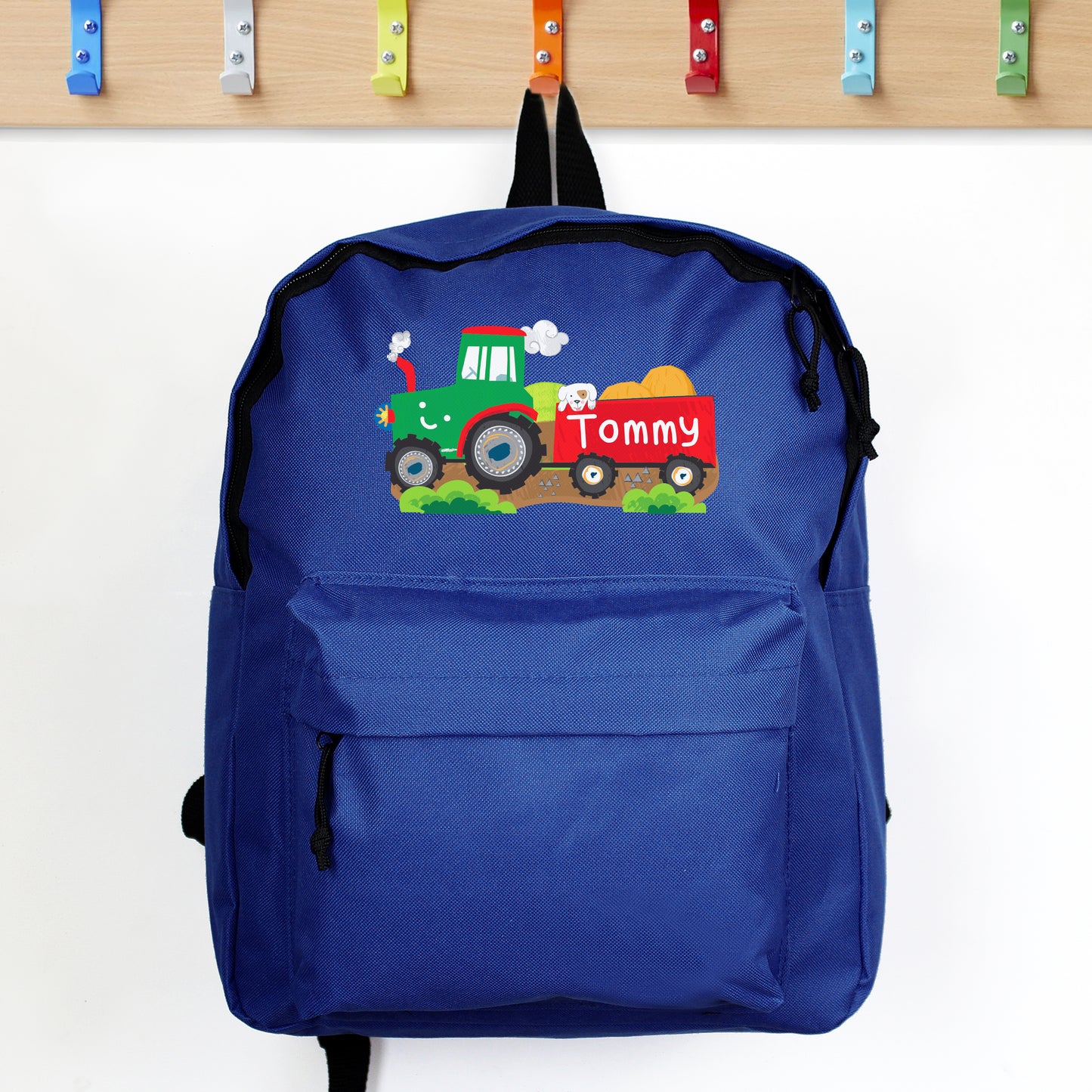 Personalised Tractor Blue Backpack - image 4