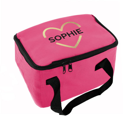 Personalised Gold Heart Pink Lunch Bag - image 4