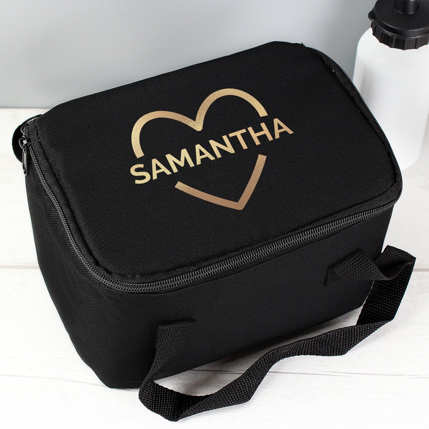 Personalised Gold Heart Pink Lunch Bag - image 6