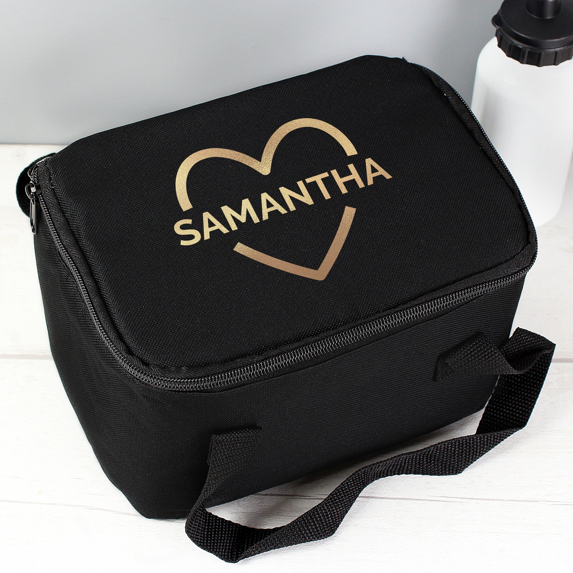 Personalised Gold Heart Pink Lunch Bag - image 6