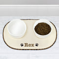Personalised Brown Microfibre Paw Print Pet Bowl Mat from Heartfelt Gifts