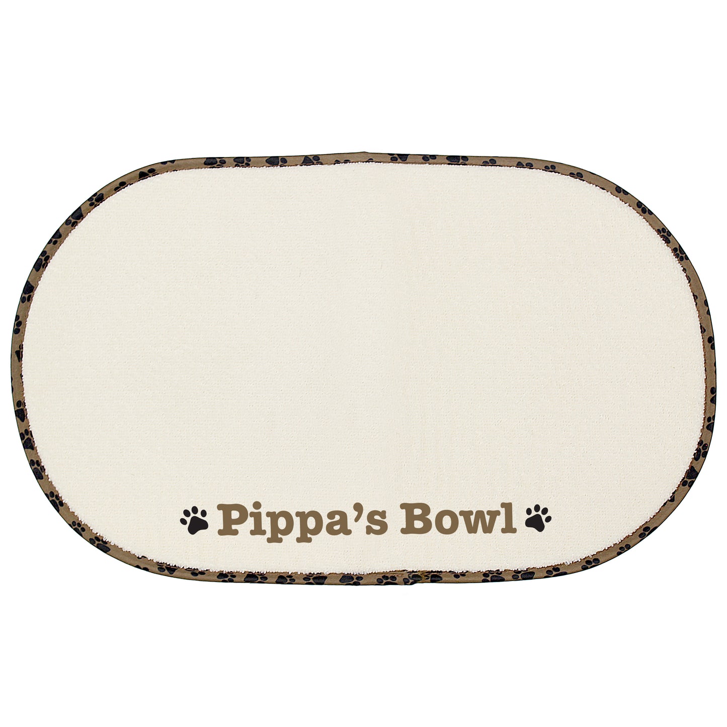 Personalised Brown Microfibre Paw Print Pet Bowl Mat - image 2