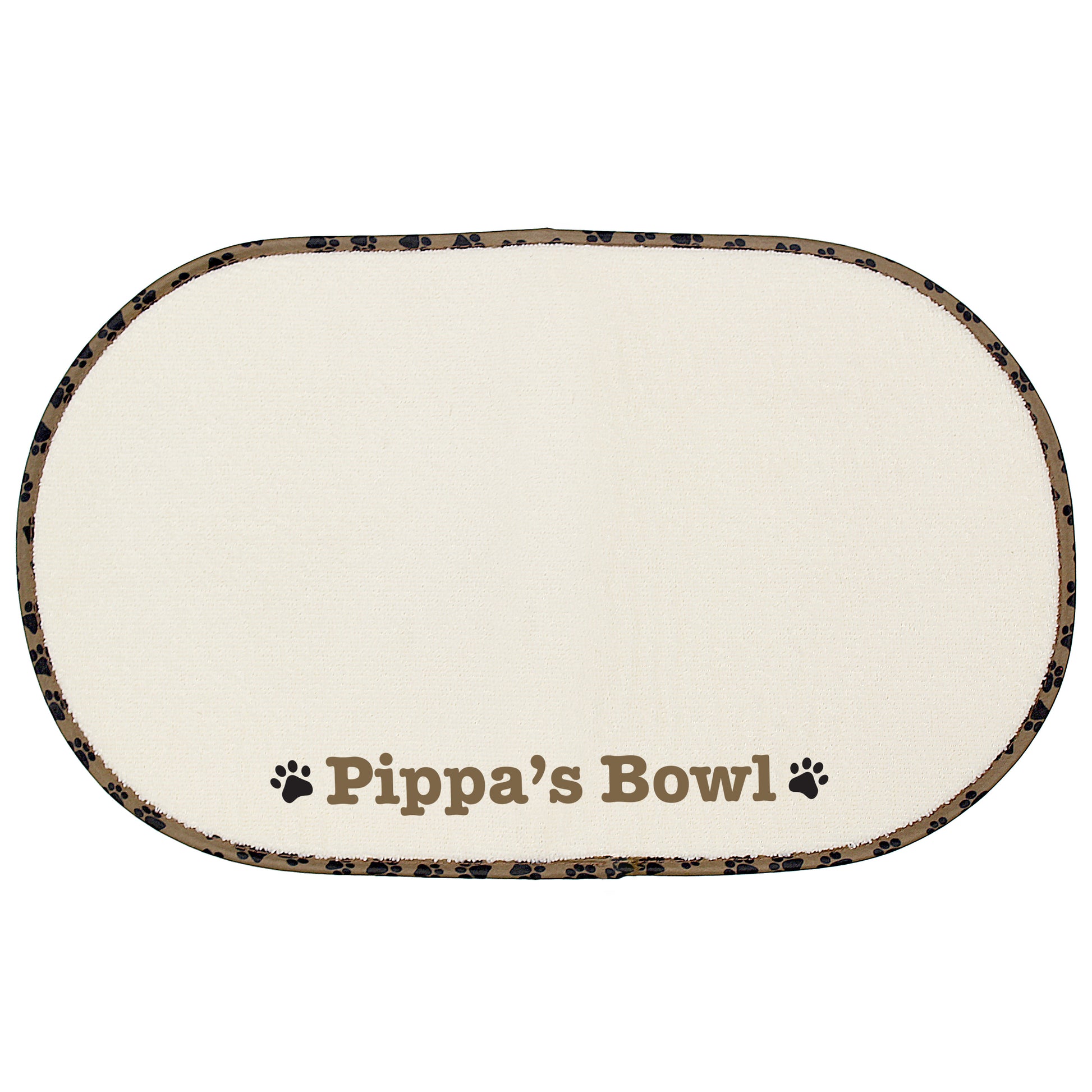 Personalised Brown Microfibre Paw Print Pet Bowl Mat - image 2