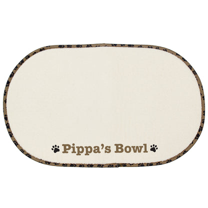 Personalised Brown Microfibre Paw Print Pet Bowl Mat - image 2